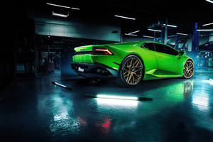 2020 Green Lamborghini Huracan 4k (2048x2048) Resolution Wallpaper
