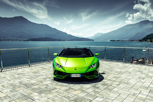 2021 Green Lamborghini Huracan Evo Spyder Front 4k Wallpaper