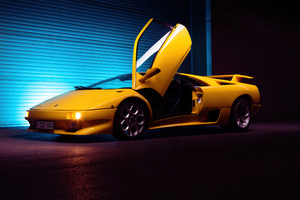 2022 Lamborghini Diablo Side Window Open 5k (1360x768) Resolution Wallpaper
