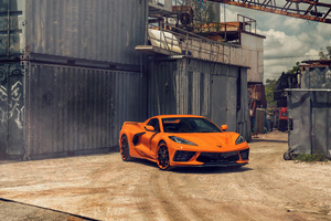 2022 Orange C8 Corvette 8k Wallpaper