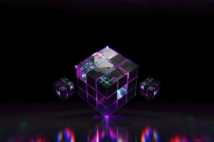 3d Cubes Dark 4k (2048x2048) Resolution Wallpaper