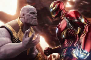 4k Iron Man Thanos (2560x1080) Resolution Wallpaper