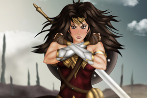 4k Wonder Woman Art (1360x768) Resolution Wallpaper