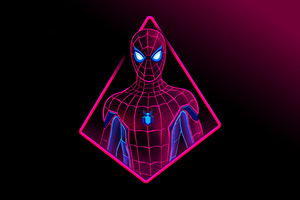 5k Spiderman Neon Artwork Wallpaper