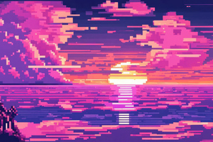 8 Bit Sunset 4k (1600x900) Resolution Wallpaper