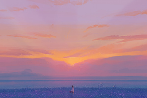 A Lone Girl In The Landscape (2932x2932) Resolution Wallpaper