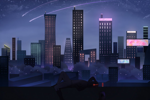 A Lone Watcher In The City (1024x768) Resolution Wallpaper