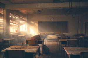 A Lonely Boy Moment In A Corner Of The Classroom (1360x768) Resolution Wallpaper