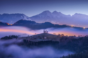 A Mountain Church At Sunrise (1920x1080) Resolution Wallpaper