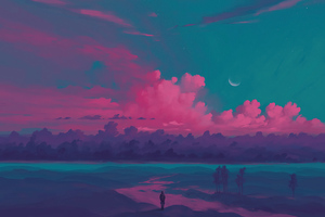 A Pink Sunset 4k (1400x900) Resolution Wallpaper