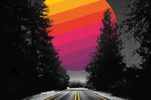 Adventure Road Abstract Colorful Sun