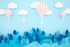 Air Ballons Minimal Landscape 5k (1280x800) Resolution Wallpaper
