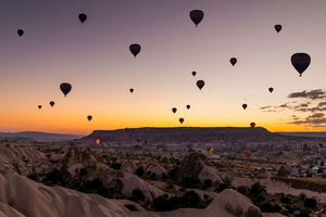 Air Balloons Flying Over Cappadocia 5k (1280x720) Resolution Wallpaper