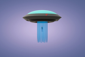 Alien Space Ship Capturing Human Minimal 5k (3840x2160) Resolution Wallpaper