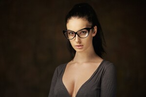 Alla Berger With Glasses (1336x768) Resolution Wallpaper