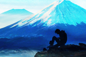 Alone Boy Sitting At Mountain Cliff 4k