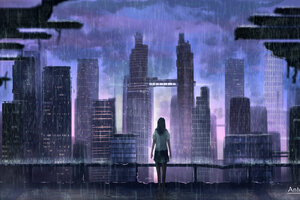 Alone Girl In Rain