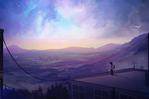 Alone Standing At Roof (2560x1080) Resolution Wallpaper