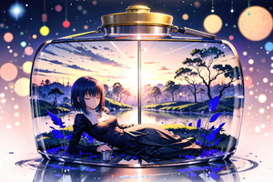 An Anime Girl Tale Within A Jar (1360x768) Resolution Wallpaper