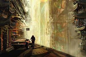 Ancient Cyberpunk Futuristic City Hoodie Boy 4k