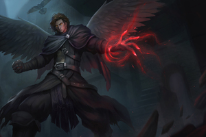 Angel Man With Wings Dark Magic Art (1336x768) Resolution Wallpaper