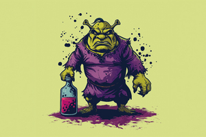 Angry Shrek Purple Liquid Art (5120x2880) Resolution Wallpaper