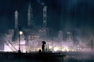 Anime Background City Night 4k Wallpaper