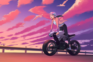 Anime Biker Girl Art