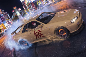 Anime Boy Drifting On Tokyo Streets (3840x2160) Resolution Wallpaper