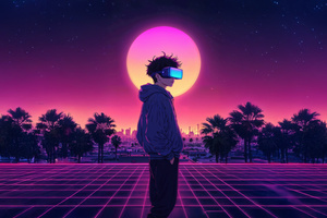 Anime Boy Living In Virtual Reality (2560x1700) Resolution Wallpaper