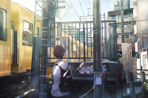Anime Boy Train (2560x1024) Resolution Wallpaper