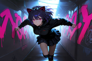 Anime Cat Girl With Attitude (2048x1152) Resolution Wallpaper