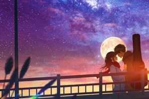 Anime Couple In Love (1336x768) Resolution Wallpaper