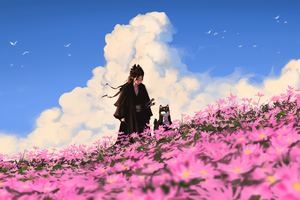 Anime Girl And Dog Bound By Loyalty And Oath (2560x1080) Resolution Wallpaper