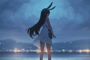 Anime Girl Brunette Bunny Ears 4k (1152x864) Resolution Wallpaper