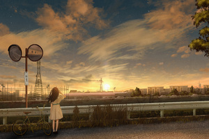 Anime Girl Enjoying The Daylight (1600x900) Resolution Wallpaper