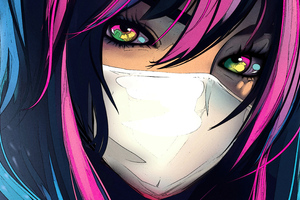 Anime Girl Galaxy Map Eyes Colorful Hairs 5k Wallpaper
