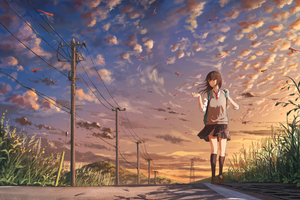 Anime Girl Going To School