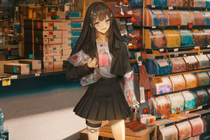 Anime Girl Grocery Store Meme 8k (7680x4320) Resolution Wallpaper