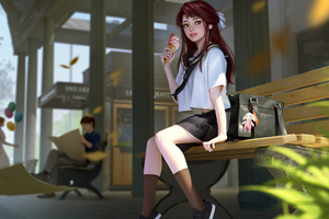 Anime Girl Ice Cream Time 4k