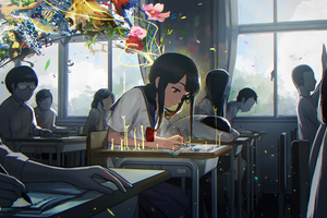 Anime Girl In Art Class Wallpaper