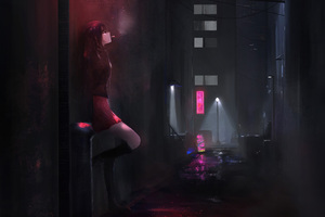 Anime Girl In Dark Alley Wallpaper