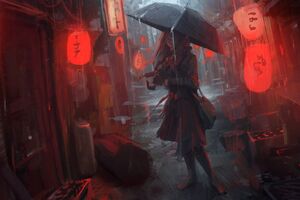 Anime Girl In Rain