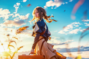 Anime Girl Journey Beyond The Fields (1680x1050) Resolution Wallpaper
