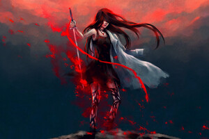 Anime Girl Katana Warrior With Sword