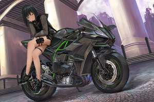 Anime Girl Kawasaki H2r 4k