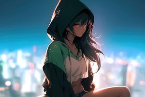Anime Girl Looking At Viewer (2932x2932) Resolution Wallpaper