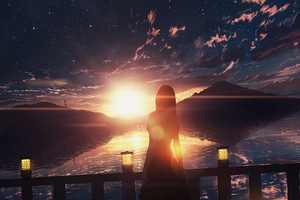 Anime Girl Ocean View 4k (3840x2160) Resolution Wallpaper