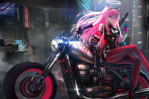 Anime Girl On Bike Art (320x240) Resolution Wallpaper