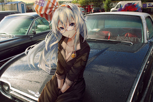 Anime Girl On Car Bonnet 5k Wallpaper